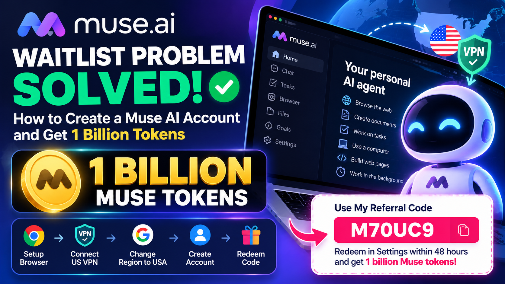 Muse AI waitlist problem solved and 1 billion token referral code