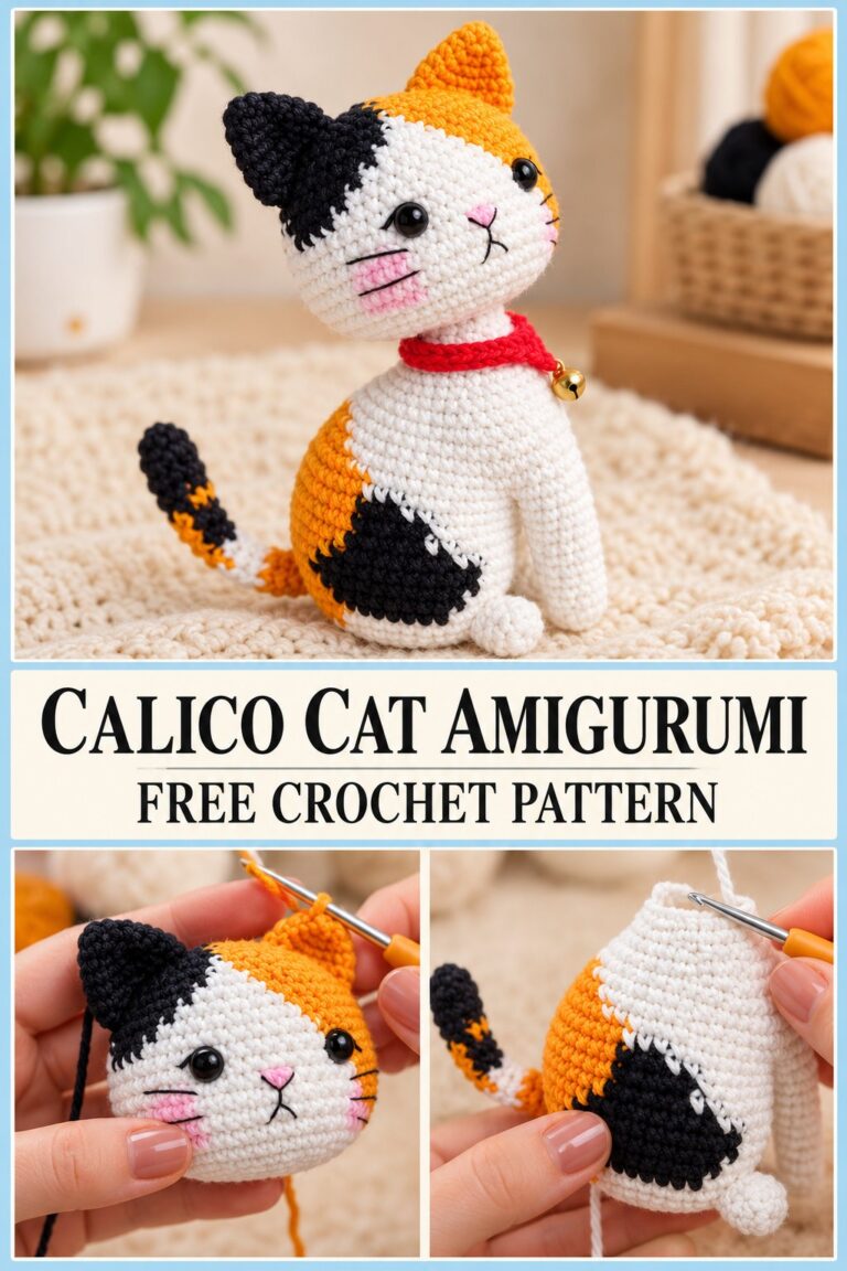 Calico cat crochet pattern - free amigurumi tutorial pin