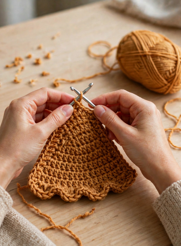 Golden crust base for the crochet pumpkin pie pattern