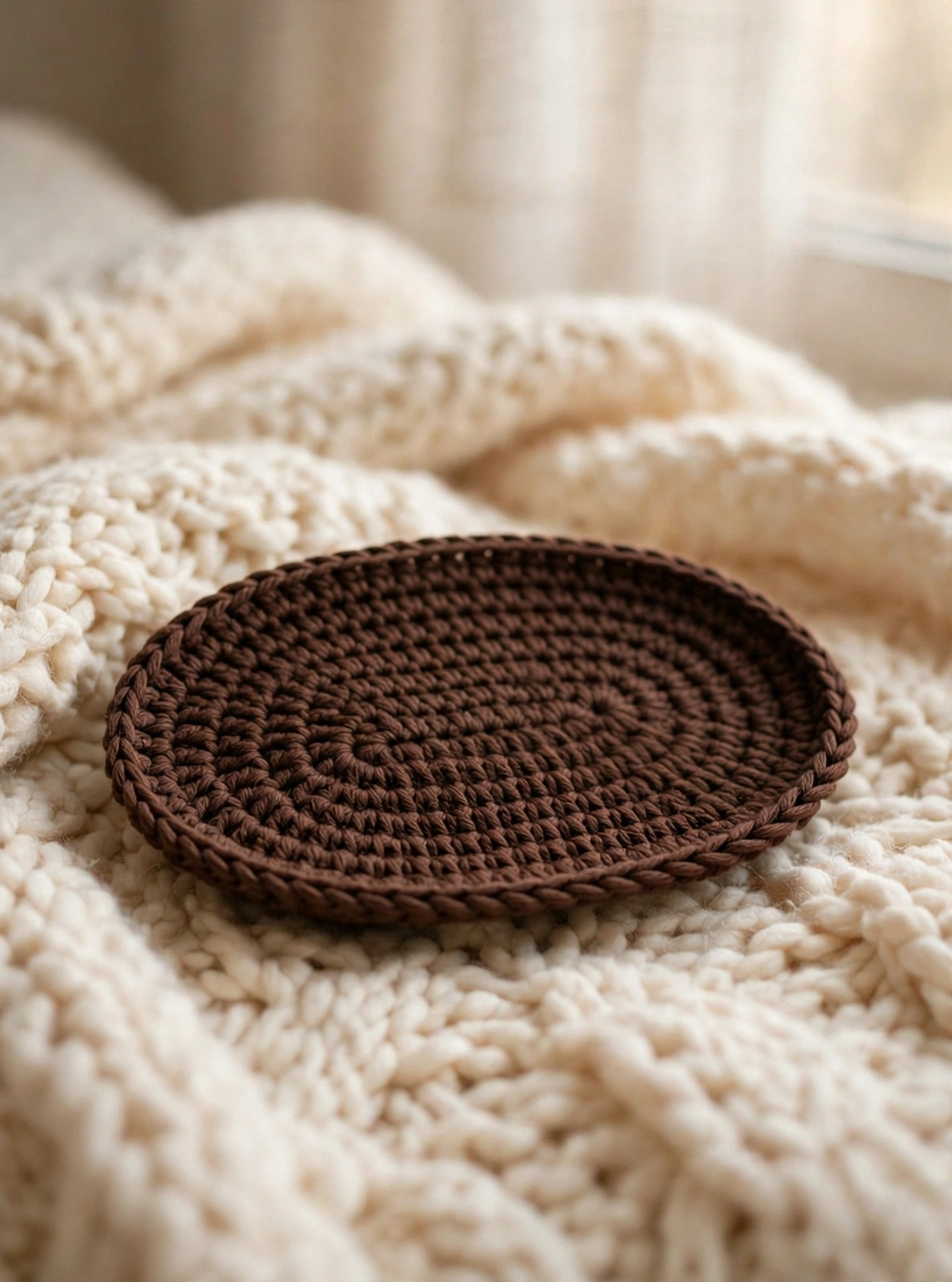 Crochet capybara pattern step 2: the broad flat oval muzzle in dark brown