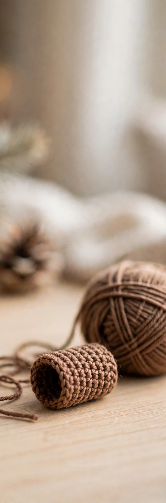 Step 4: the small brown crochet trunk for the Christmas tree amigurumi