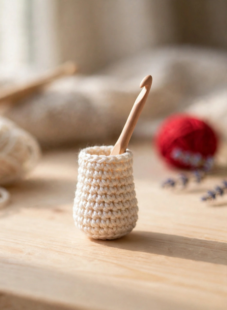 Crocheting the white stem for the crochet mushroom pattern